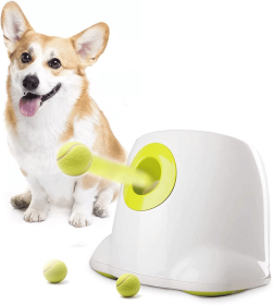 Automatic Dog Ball Launcher – Interactive Tennis Ball Throwing Machine with 3 Balls Automatic Dog Ball Launcher – Interactive Tennis Ball Throwing Machine with 3 Balls